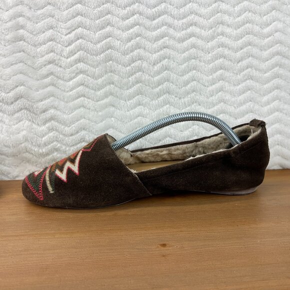 Latigo Anthropologie Sherpa Flats Southwestern Navajo Embroidered Suede Shoe 7.5 - Picture 6 of 8